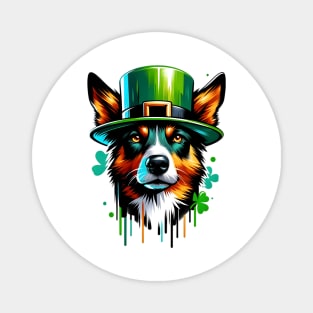 Australian Kelpie Enjoys Saint Patrick's Day Festivities Magnet